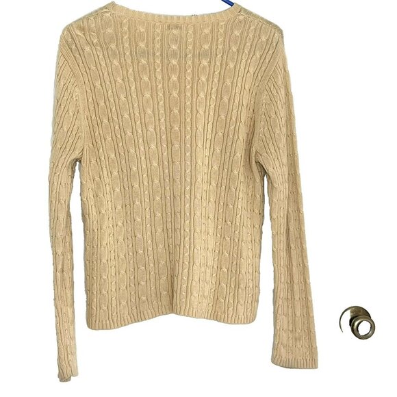 Vtg Talbots Cable Knit Sweater sz M !00% Cotton Preppy Academia Old Money Tennis - Picture 2 of 4